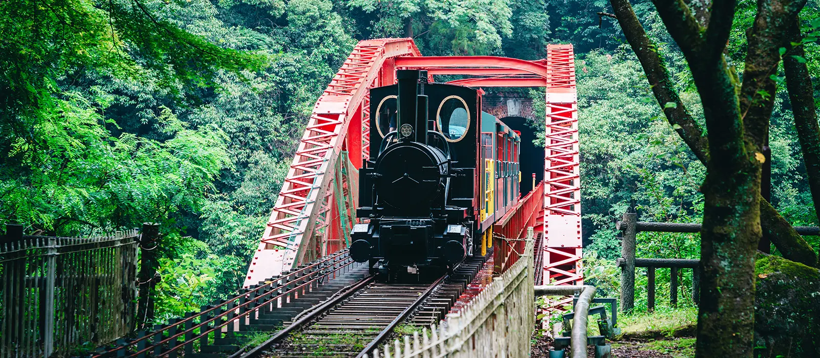 観光坑道へ向かう名物のトロッコ列車