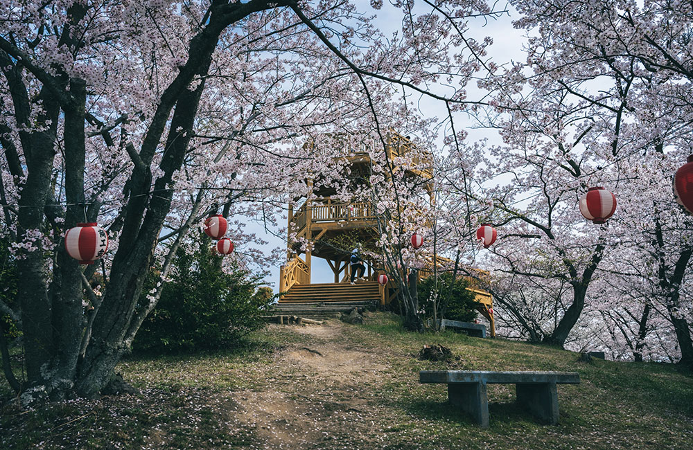 山頂にある木造の展望台